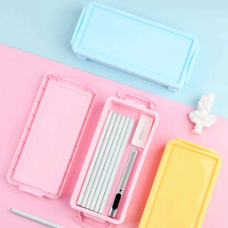 연필 문구 상자 어린이 케이스 케이스 책상 컬러 홀더용 플라스틱 정리함