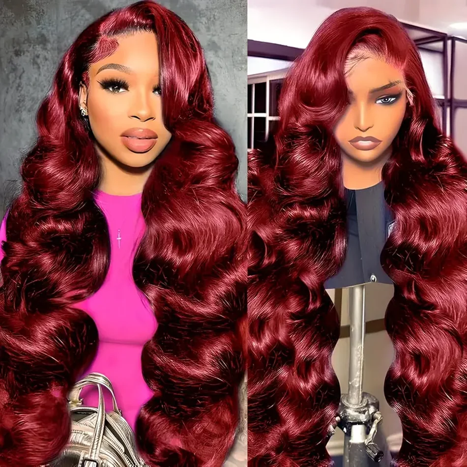 

Body Wave 13x4 hd Lace Frontal Wig 99J Burgundy 13x6 HD Lace Front Human Hair Wig 30 inch Long Wigs For Women Choice Cosplay