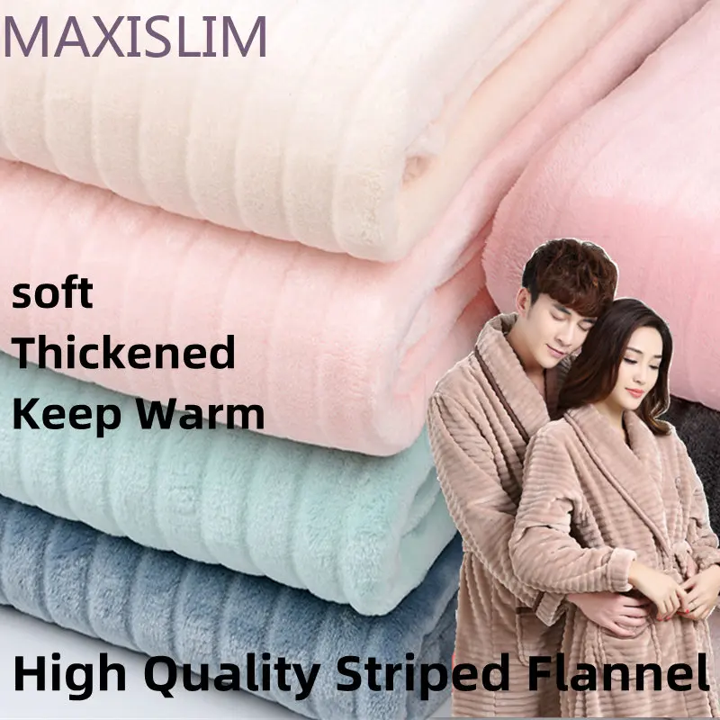 

New Thickened Warm Striped flannel fabric Home Decoration Pajamas Quilts Pillows Velvet Fabric By The Meter Wide：180CM