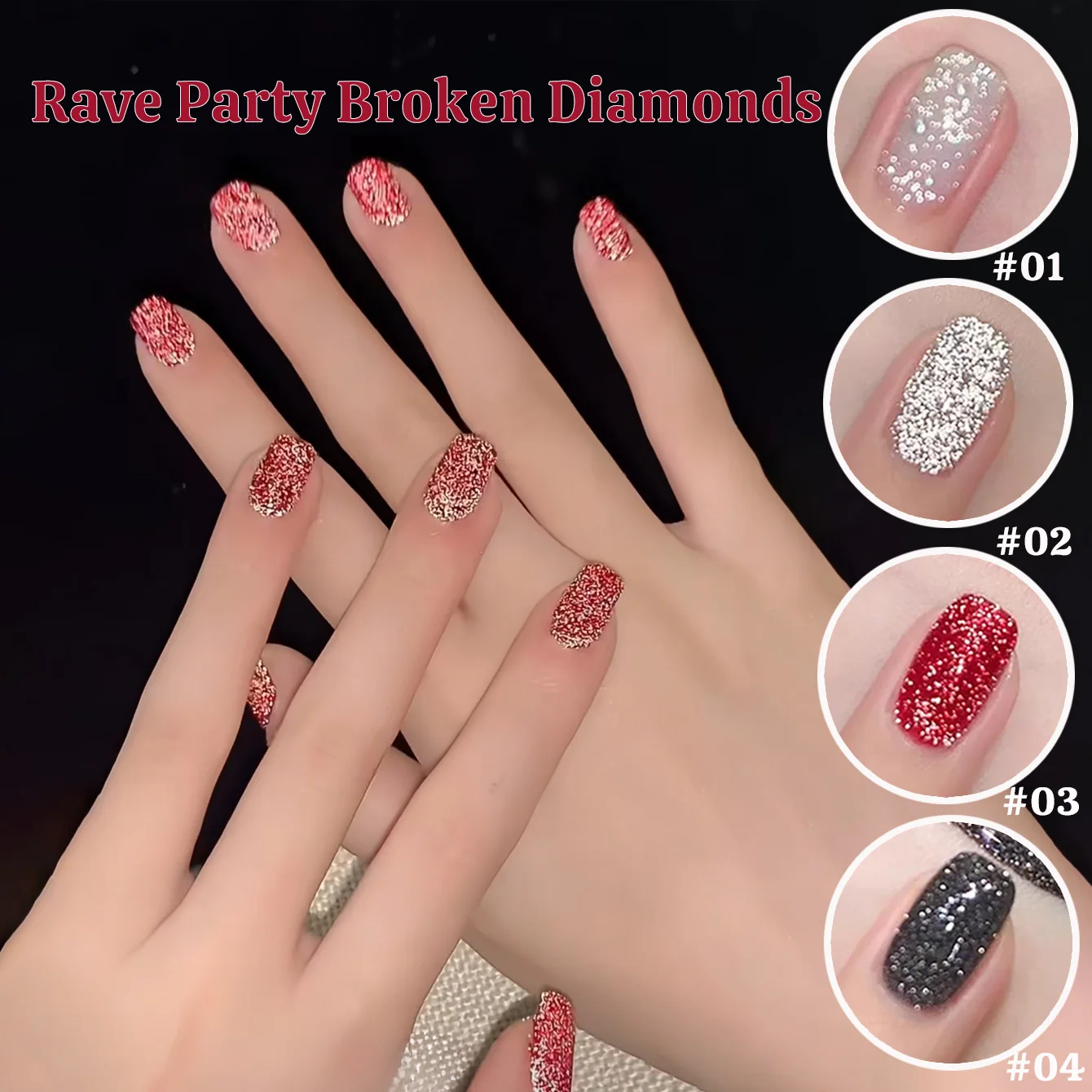 SHAKA 1-12pcs WS Carnival Party Broken Diamonds Nail Gel Polish New Super Flash Quick Dry Long Lasting Nail Art Nail Supplies