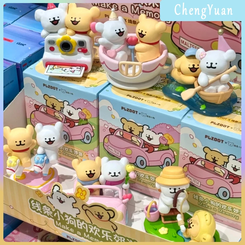 

Genuine PlzDot Maltese Line Puppy Happy Outing Series Blind Box Trendy Figurines Cute Dolls Birthday Gift Toys Ornaments Girl