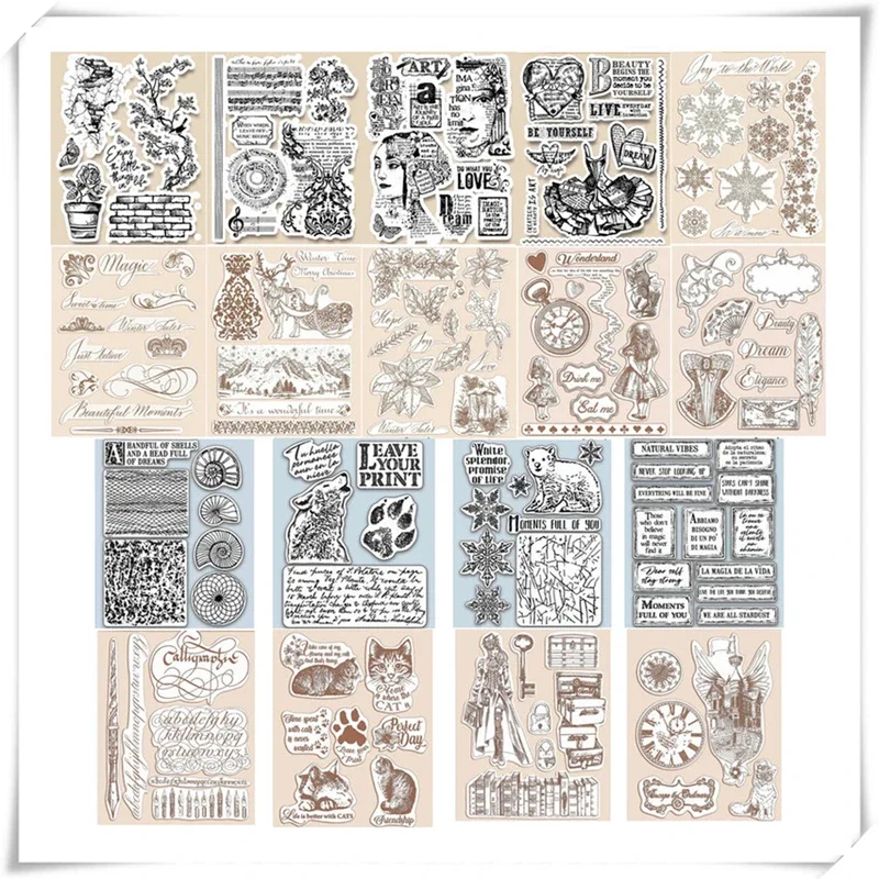 2021 New Arrivals Clear Stamps For Scrapbooking Card Making Winter Cat Lady Retro HD Natural Stamp Set Account Craft Seal