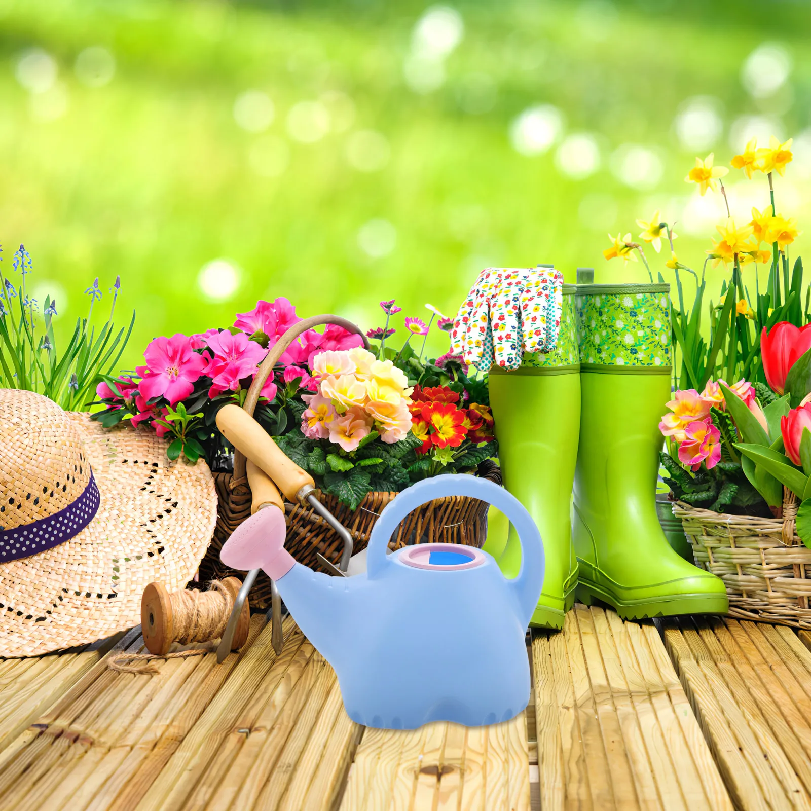 Regadera para niños, hervidor de plástico con forma de elefante, herramienta de jardinería ligera para niños, fácil de llenar, limpiar, dibujos animados para pequeños