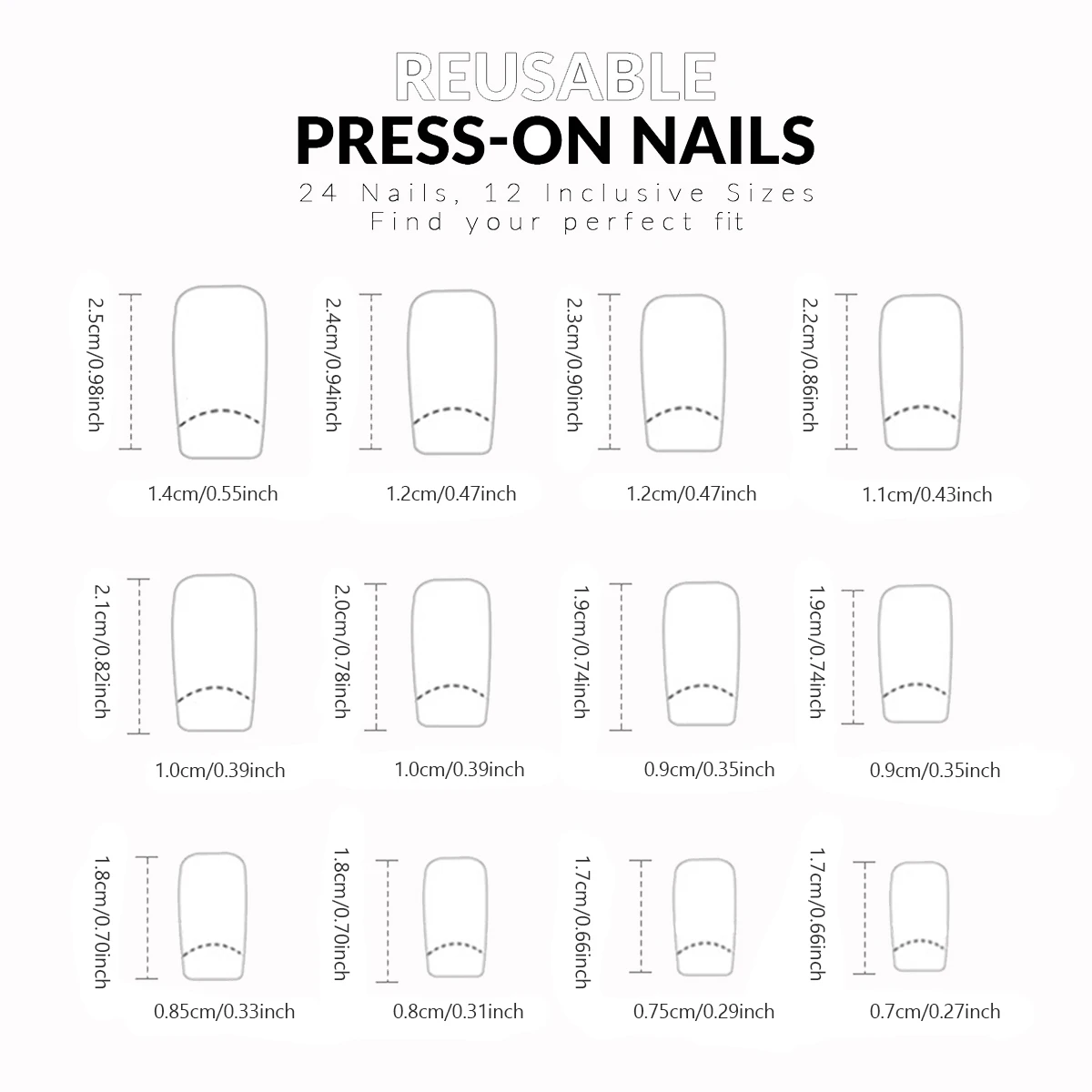 24 pieces of French minimalist diamond nails, pressed nails, women wearing nails, with 1 jelly and 1 nail file image 5