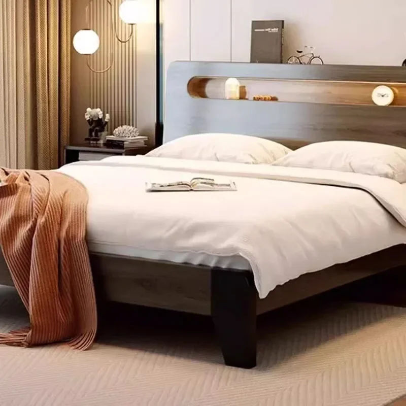 Minimalist Double Bed Hotel Nordic Simple Light Luxury Full Body Bed Fashionable Confortable High Sleeper Bed Home Furniture