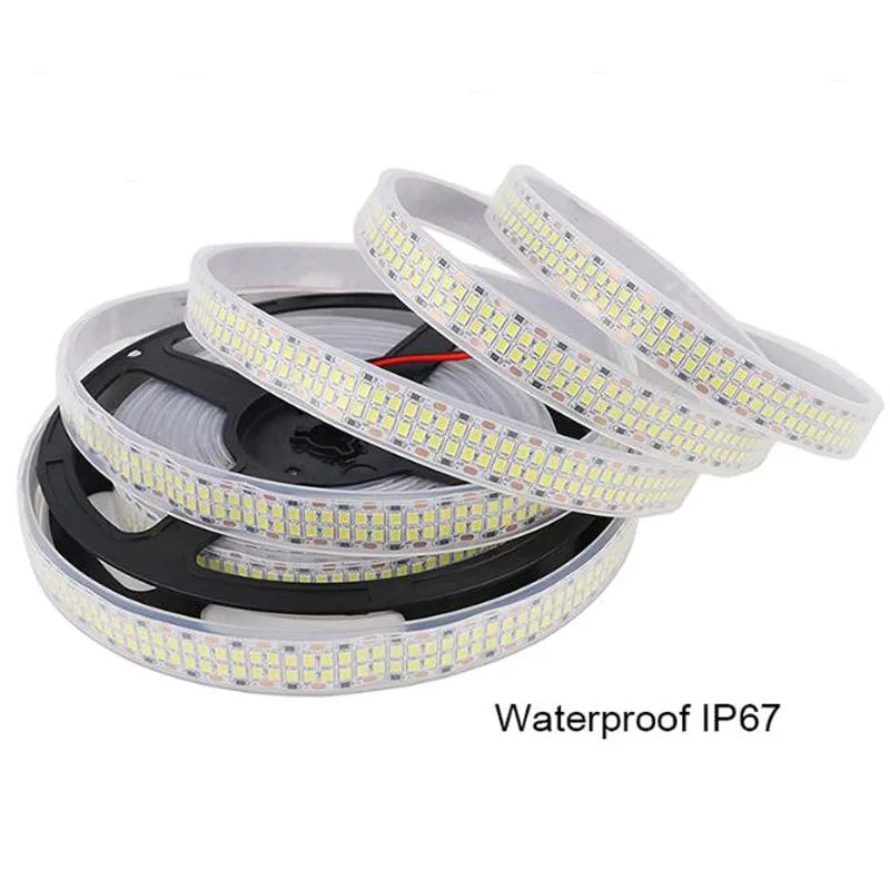 Ultra Bright 30w/m Double Row IP67 Waterproof 2835 LED Strip Light Dimmable DC12V 24V 480LEDs/m Linear Tape 3000k 4000k 6000k