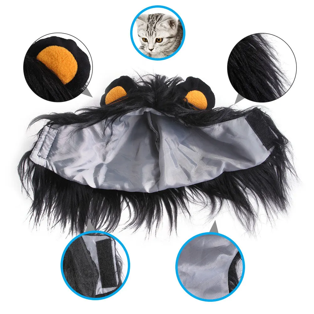 Puppy Cat Cosplay Fantasy Mask Headwear Lion Mane Funny Cute Pet Disguise Costume Accessories Animal Roleplay Fantasia Prop