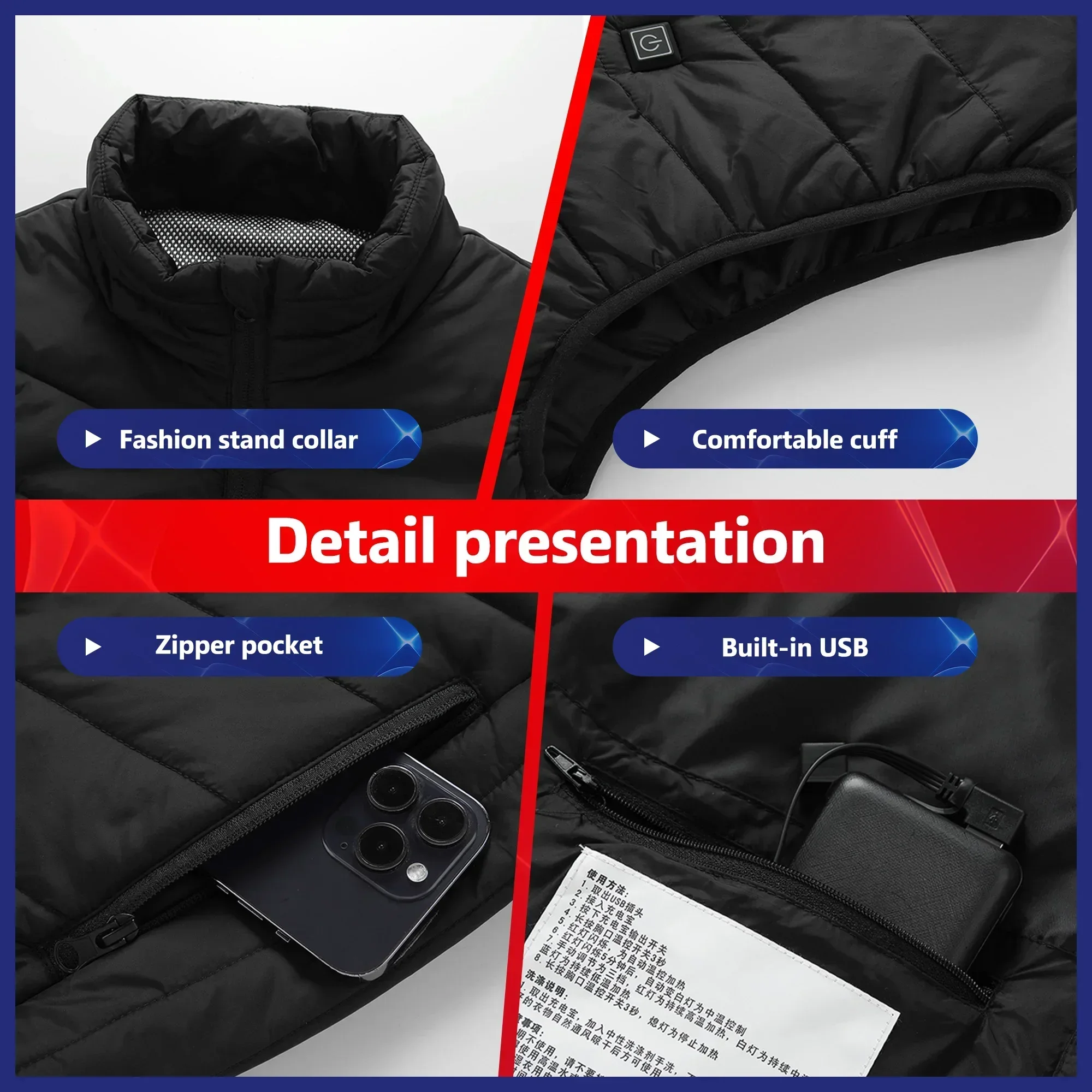 21 Heated Vest Electric Heated Jackets Men Women Sportswear Heated Coat Coat Motorcycle USB Heating Jacket For Camping outdoor image 5
