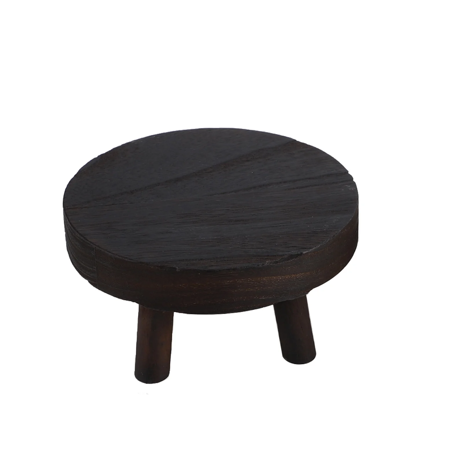 Wood Plant Stand Modern Plant Stool for Living Room Balcony Office Burnt Amber Color Leg Height 6CM