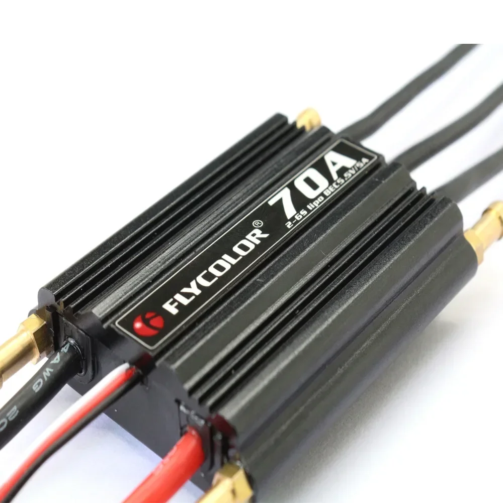 Original flycolor flymonster 70a 2-6s lipo controlador de velocidade do motor sem escova de duas vias esc com 5.5v/5a bec para modelos de barcos rc