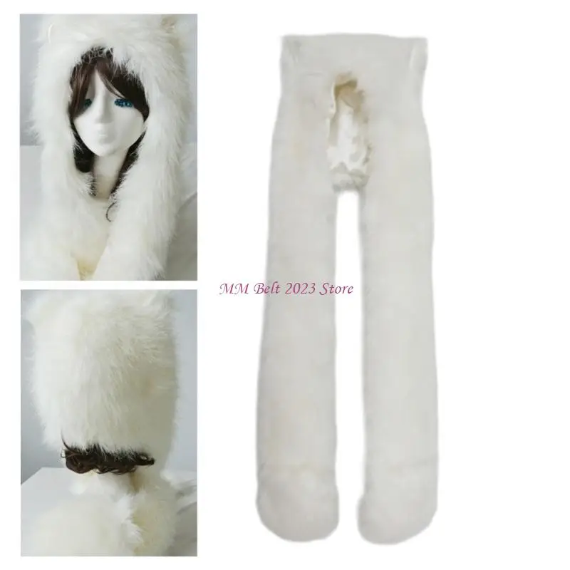 

49ME шарф-перчатки интегрированная шапка женская зимняя модная шапка шарф с капюшоном в виде животных для детей и взрослых