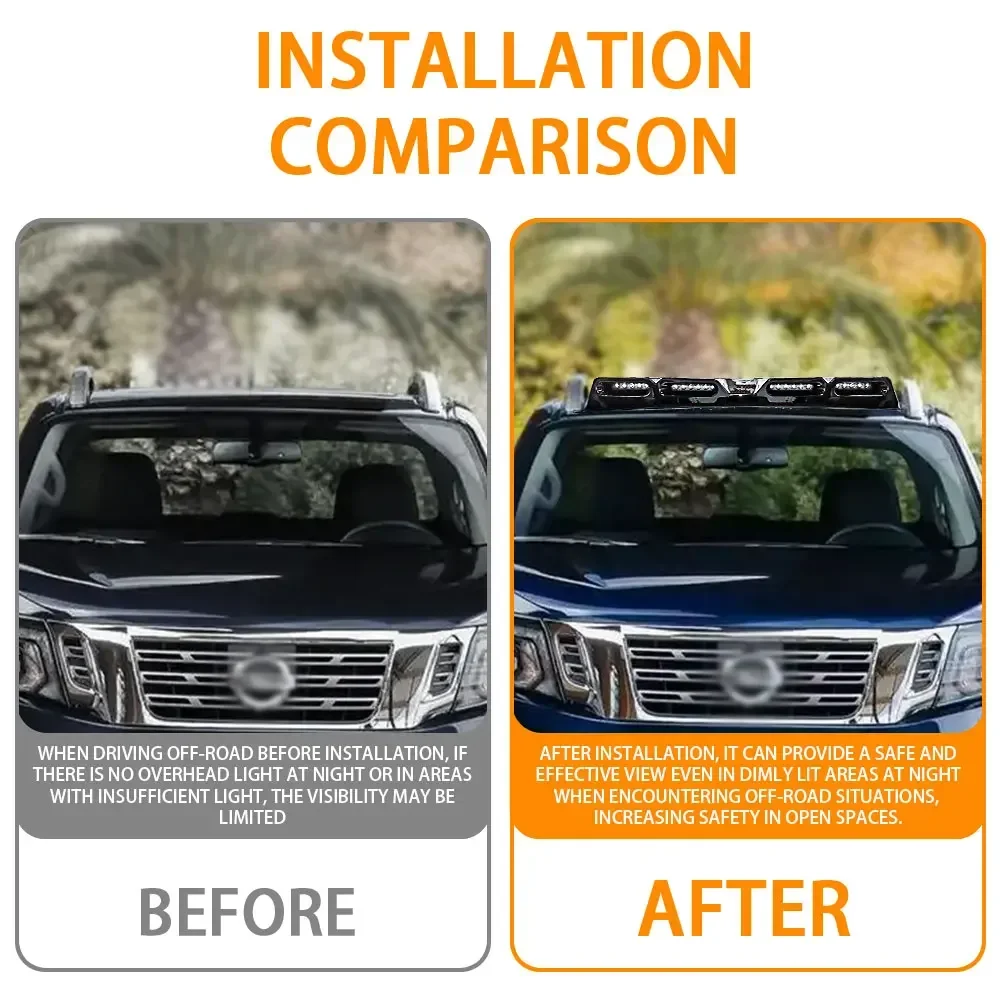 

Pickup Roof LED Bar Fit For Nissan NAVARA NP300 2023 2024 Car Exterior Roof Top Light Roof Spoiler