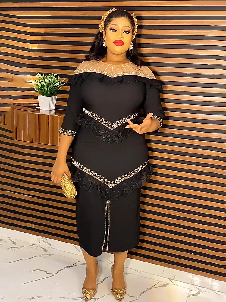 ชุดราตรีสําหรับงานแต่งงานของผู้หญิงชุดราตรี 2025 Ruffle Bodycon Maxi Robes แอฟริกัน Dashiki เสื้อผ้าดูไบตุรกี Abayas