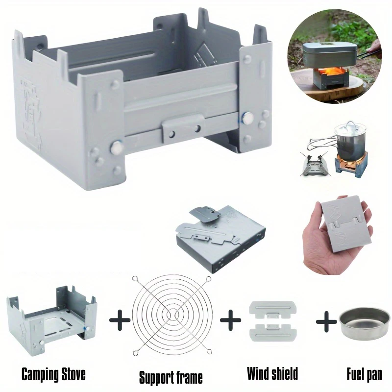 

Ultra-light Folding Pocket Stove for outdoor camping, survival, and wood burning, efficient tool for any outdoor adventure.