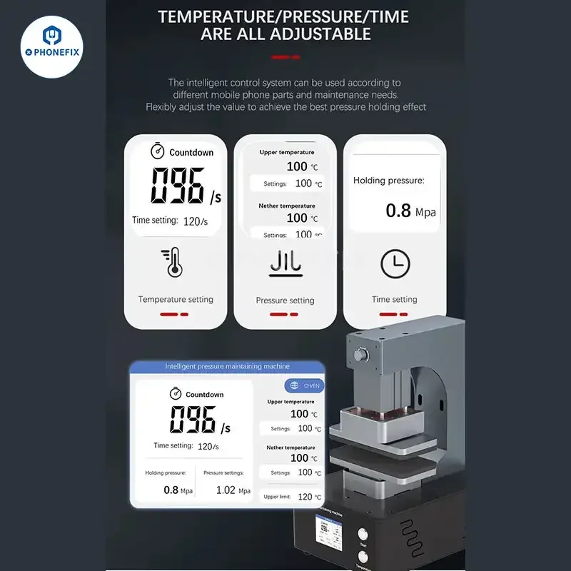 Máquina inteligente de mantenimiento de presión de teléfono móvil TBK 201D para iPhone, Android, cubierta trasera de pantalla de teléfono, reparación de soporte de vidrio