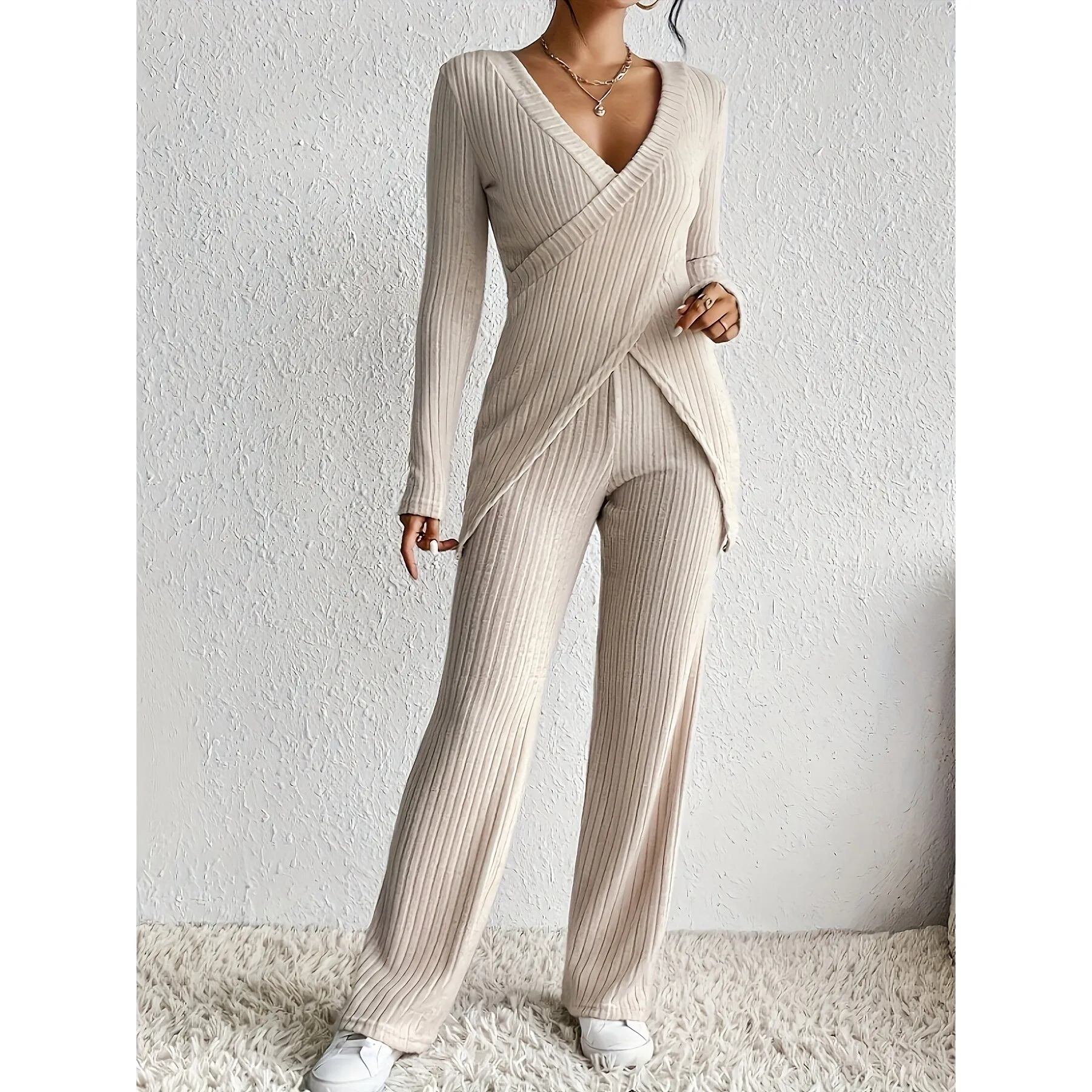 Slim Fit Long Sleeve Set H 11561 Fashionable Professional Women's Pants Suit Winter Collection Comfortable Material