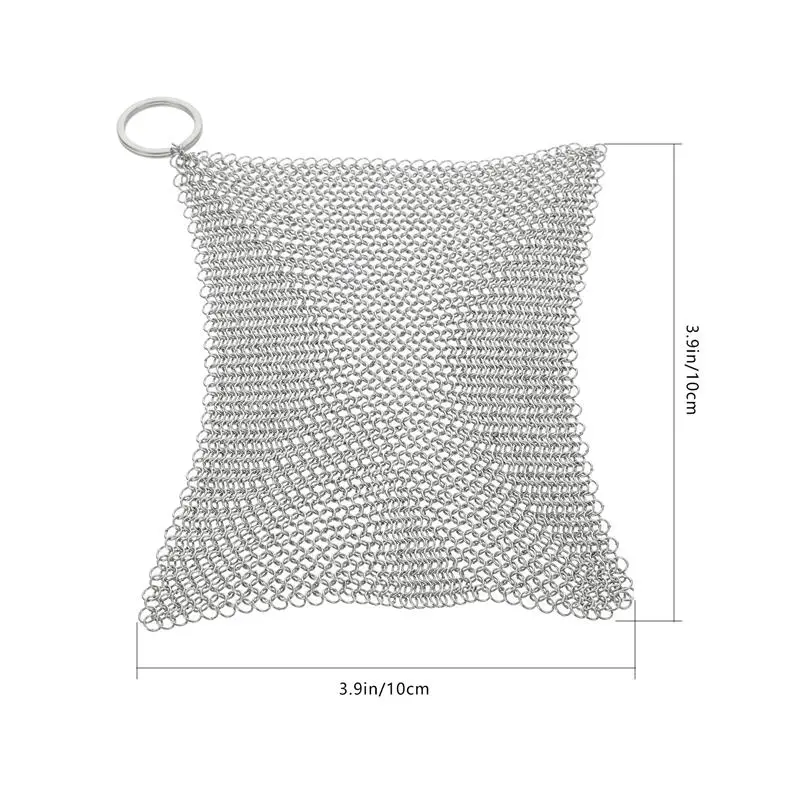 Limpador de ferro fundido para panelas e panelas, purificador de aço inoxidável, pequenos anéis, purificador Chainmail, utensílios de cozinha, 10cm