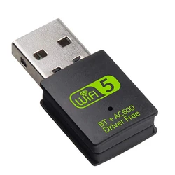 Bluetooth USB WiFi adaptörü Dual Band 2.4Ghz 5Ghz USB kablosuz Dongle Mini harici alıcı için PC/masaüstü/bilgisayar