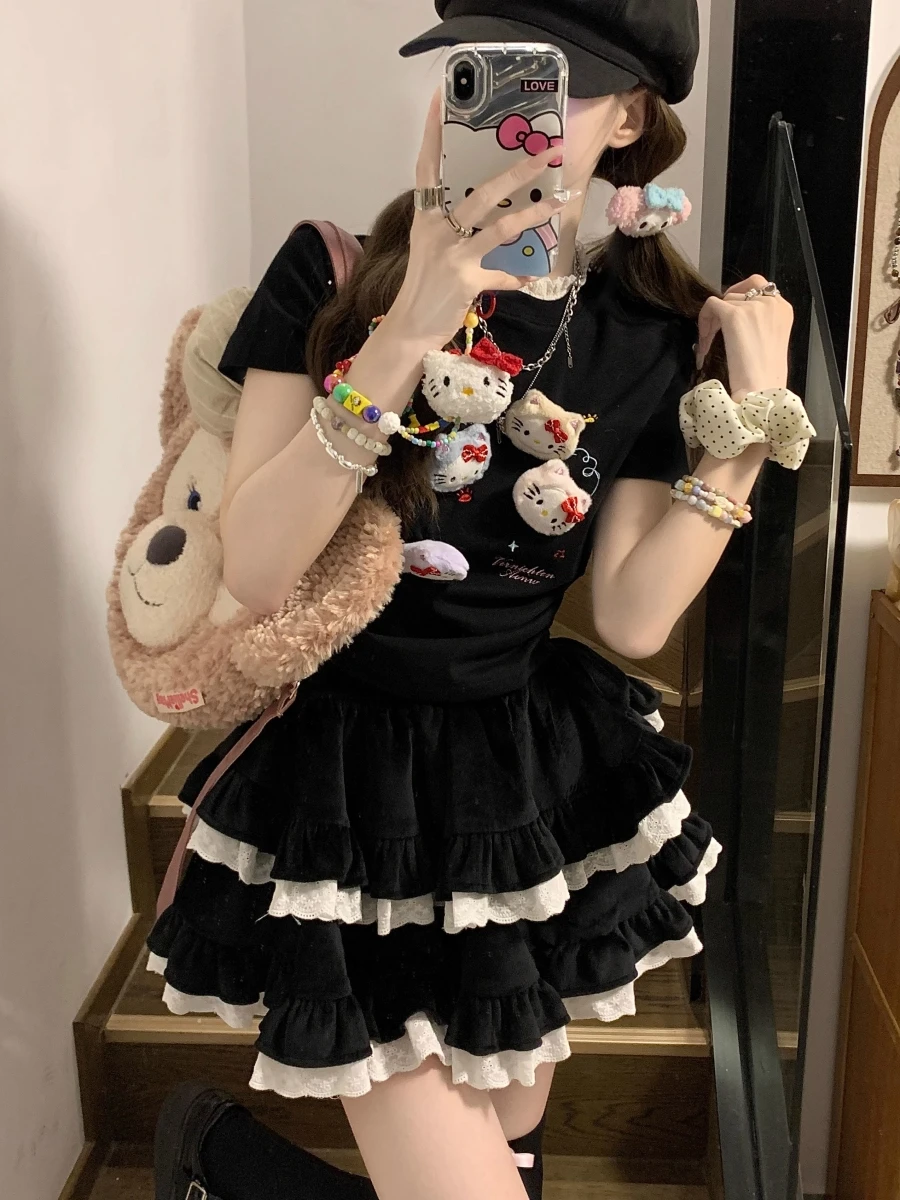 High Waist Princ Sle Semi-Body Skirt for plus Size Women Sweet And Spicy Summer New Cake ort Skirt And Hot Pants