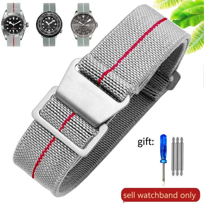 60er Jahre Französische Truppen Fallschirm elastisches Nylon-Armband Herren Universal SmartWatch Handgelenkband 20mm 21mm 22mm