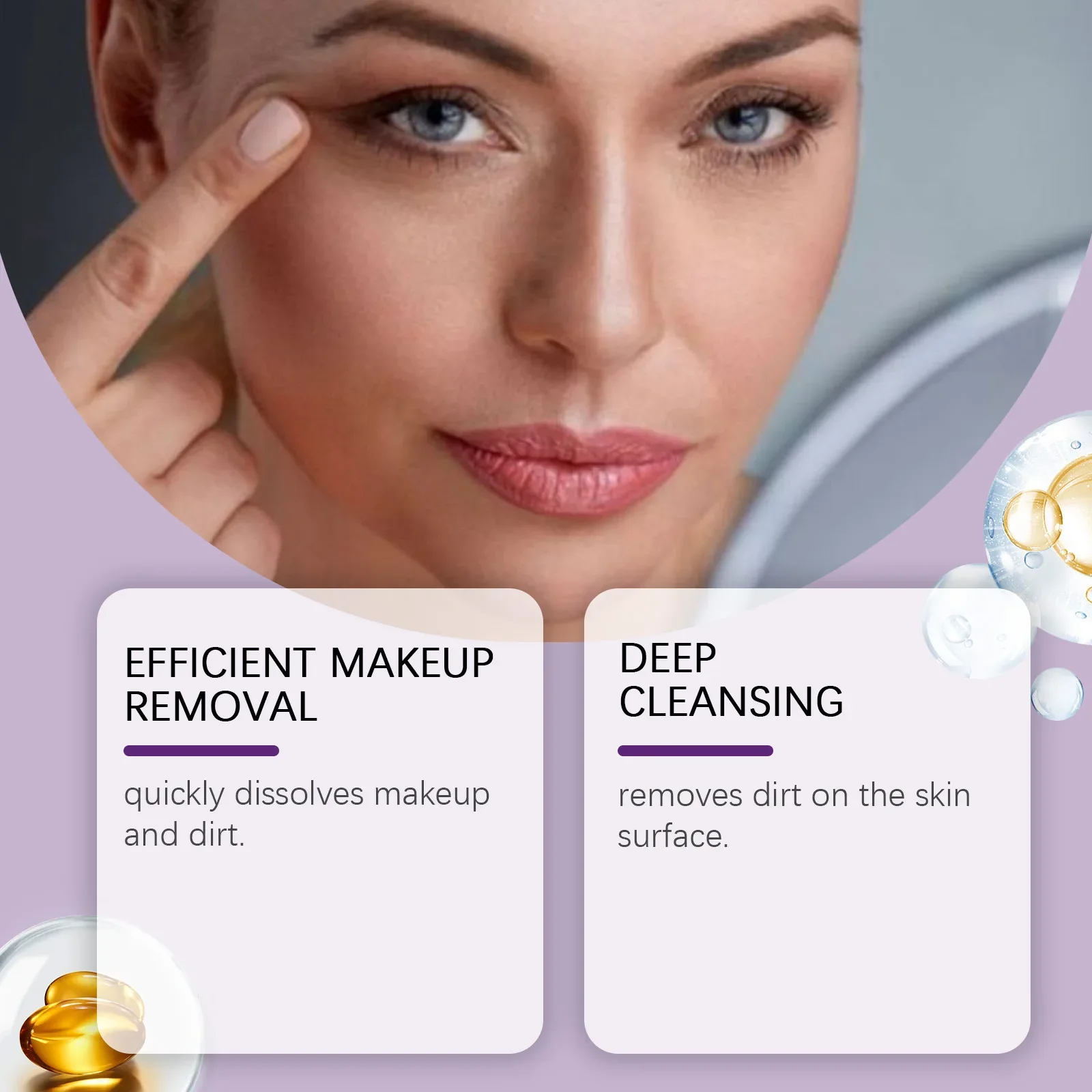 Olio detergente per semi d'uva Struccante per pelli sensibili Non rassodante Purificante profondo Idratante Rinfrescante Controllo dell'olio per il viso