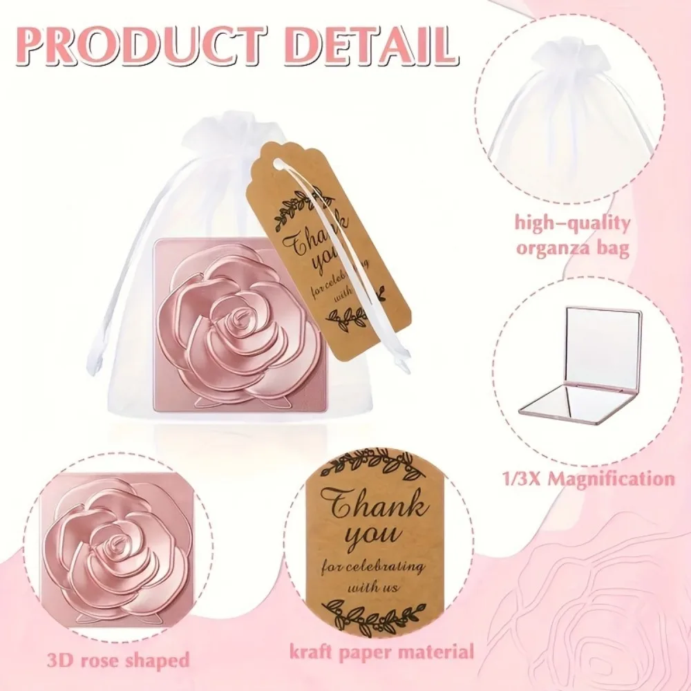 5 Sets mit je 15 Stück Hochzeitsgeschenken, Faltbare Quadratische Kompaktspiegel, Brautjungfern-Geschenksets für Hochzeiten, Geburtstage und Feiern – Detail 4