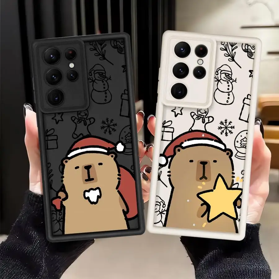 حافظة لهاتف سامسونج جالاكسي A26 A22 A23 A16 A36 A34 A12 A56 A33 A32 A24 A13 غلاف ناعم لطيف عيد الميلاد كابيبارا #1