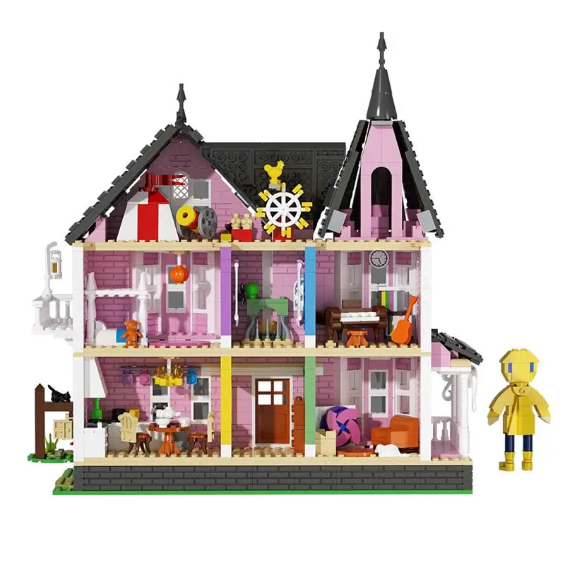 1542PCS MOC Kreative Expert Koralinierte Rosa Palast Gebäude Block Stadt Street View Wohnung Architektur Ziegel Spielzeug Mädchen Geschenk