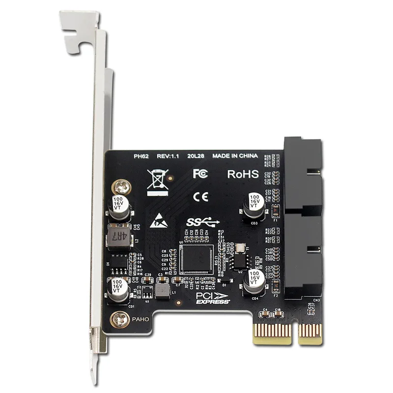 PH62 PCI-E USB 3.0 Expansion Card Adapter 2 Ports USB3.0 Hub Internal 19/20 Pin Header PCIE PCI Express to USB3.0 Adapter Card