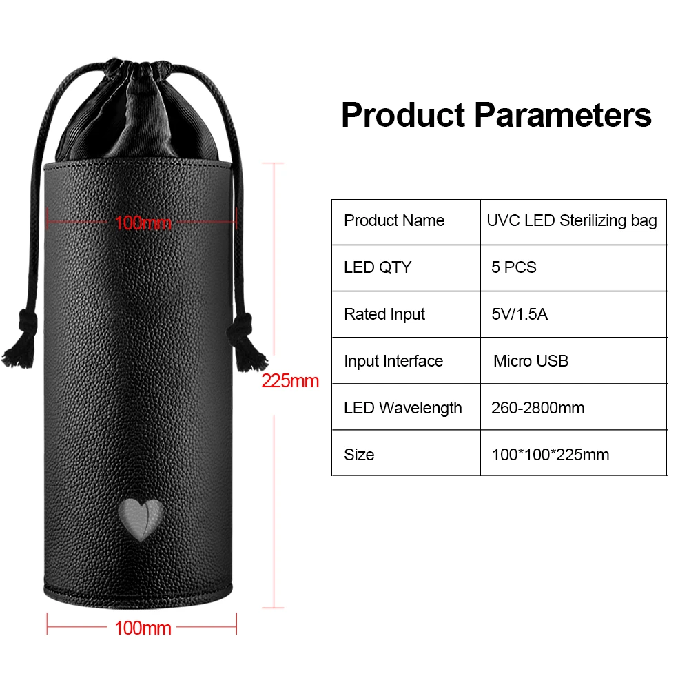 Portable 99% UV Sterilizing Storage Bag for Vibrator Dildo Masturbator Cup Adult Sex Toys Soft Sealable PU Big Space Box