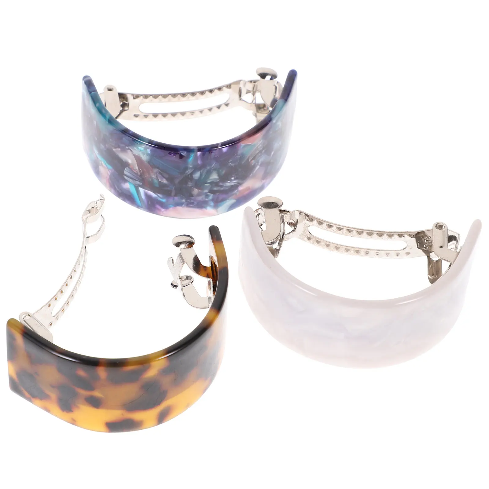 

3Pcs Hair Clips Vintage Tortoiseshell Semicircle Spring Hairpins Women Fashionable Headdress for Party Photo