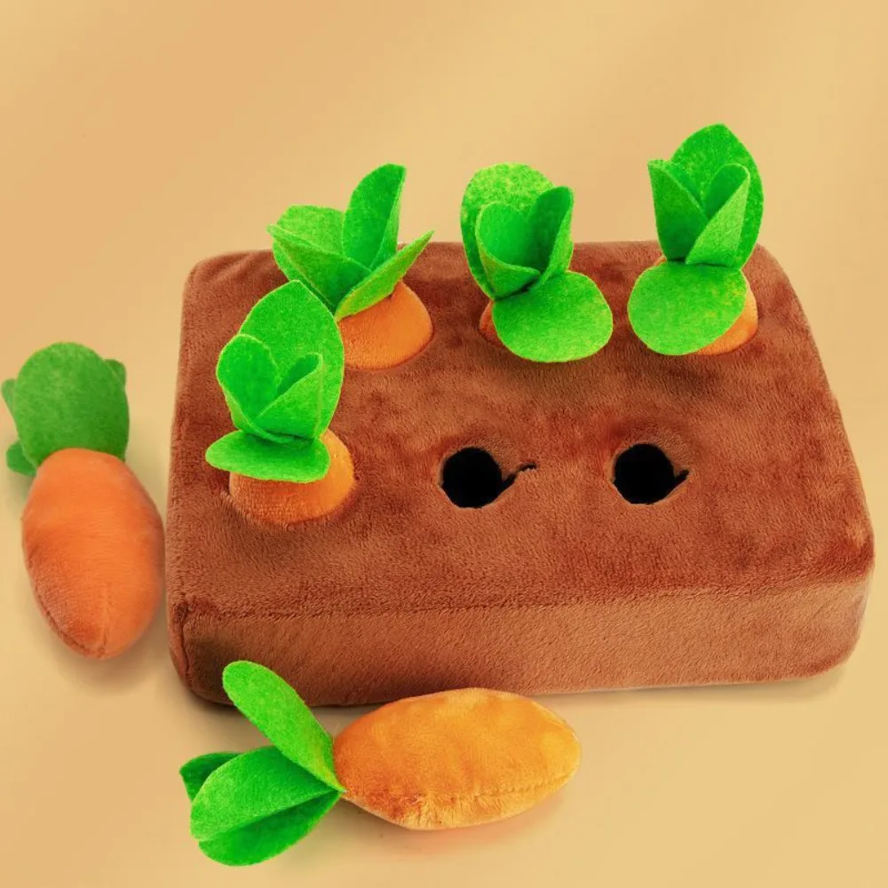 

Funny 6/8 Hole Dog Carrot Pulling Toy Plush Bite Resistant Carrot Dog Toys Soft Puppy Chew Toy Relieve Boredom