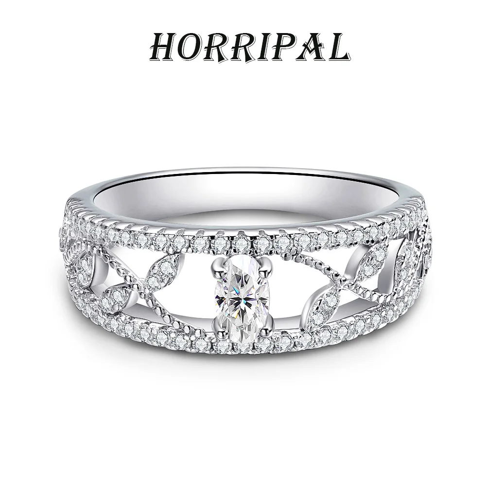 

Кольцо HORRIPAL D Color Moissanite для женщин и мужчин, сертифицированное GRA, кольца из стерлингового серебра 925 пробы, дизайнерские кольца в классическом стиле, модные ювелирные изделия