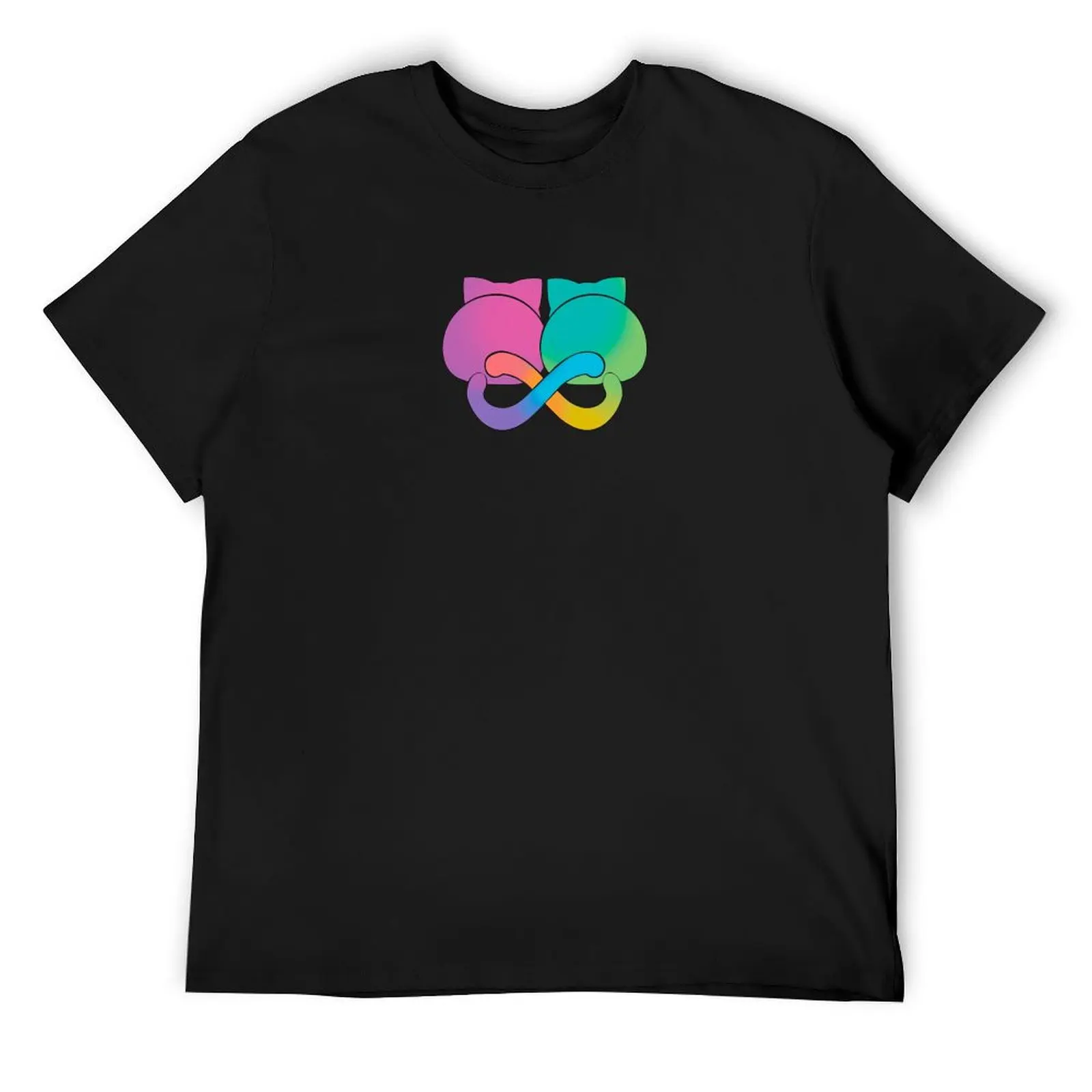 Neurodiversity Pride - Neurodiversity Ally Infinity Cats - BLACK T-Shirt Blouse summer tops man clothes Men's clothing