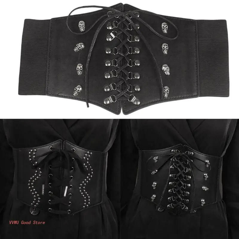 Cintura corsetto per donna cintura con lacci cintura larga cintura elastica Punk per abito