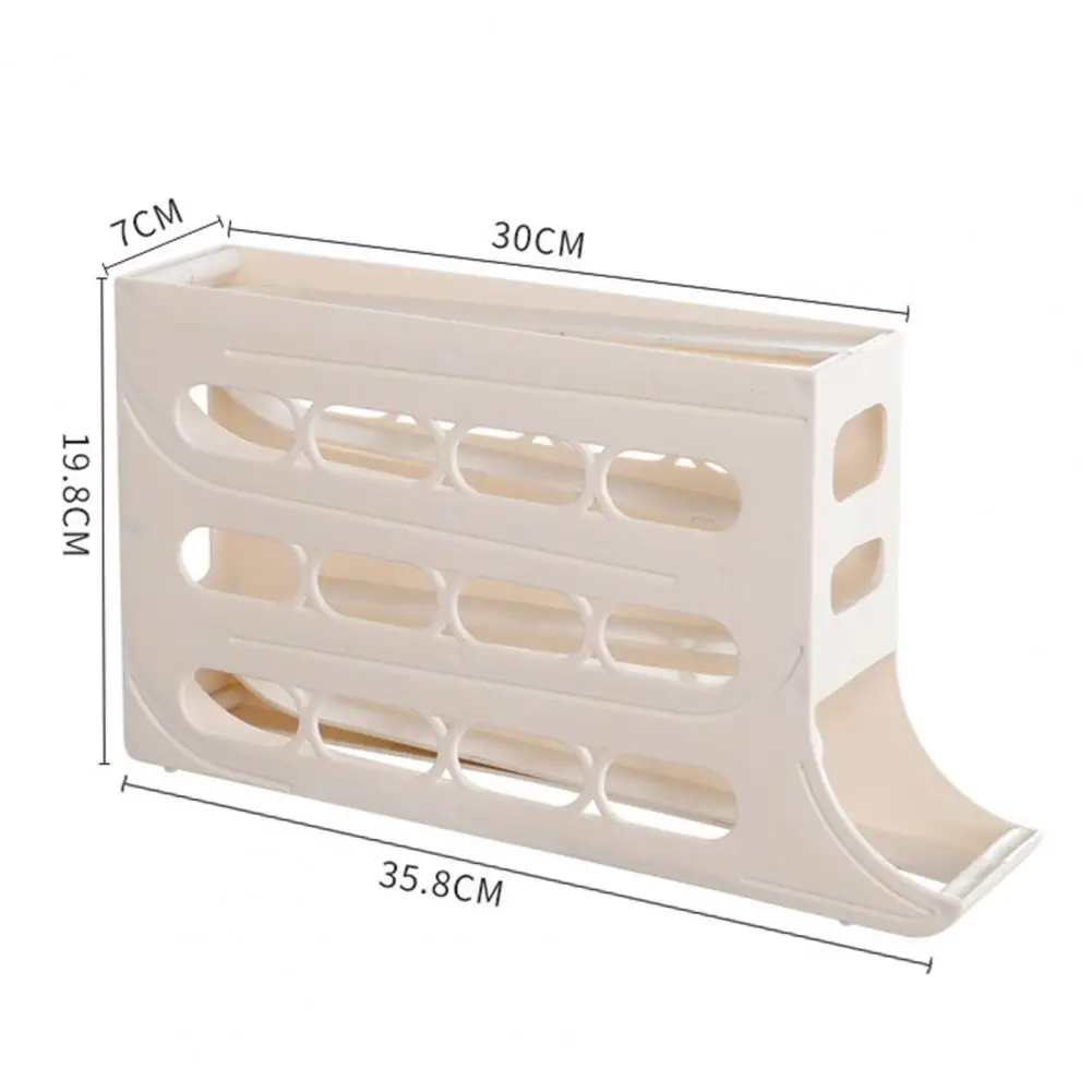 Egg Carton with Railing Protection Capacity Fridge Egg Storage Box with Four Tiers Rolling System for 30 Eggs for Refrigerator