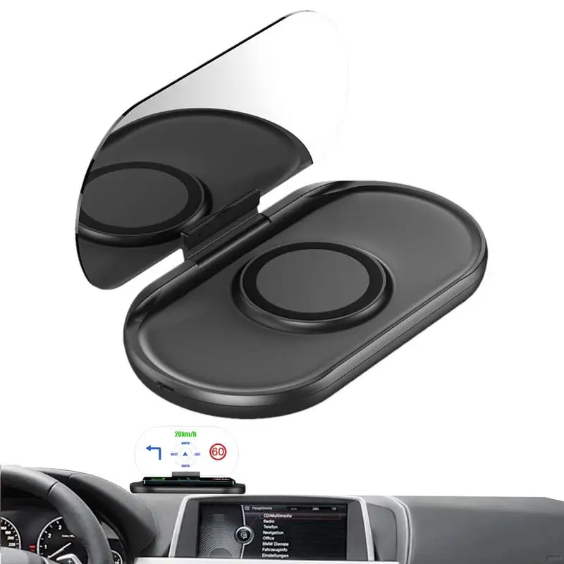 Small Navigator For Car Head-Up Display Navigator Magnetic Wireless Fast Charging HUD Navigator Adjustable Perspective Lenses