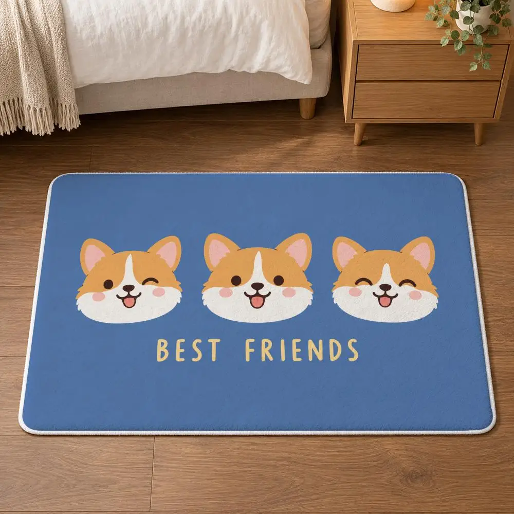 Cute Pet Playroom Floor Mat Flannel Rug Soft Non Slip Door Mat for Bathroom Bedroom Entryway Home Decor Gift