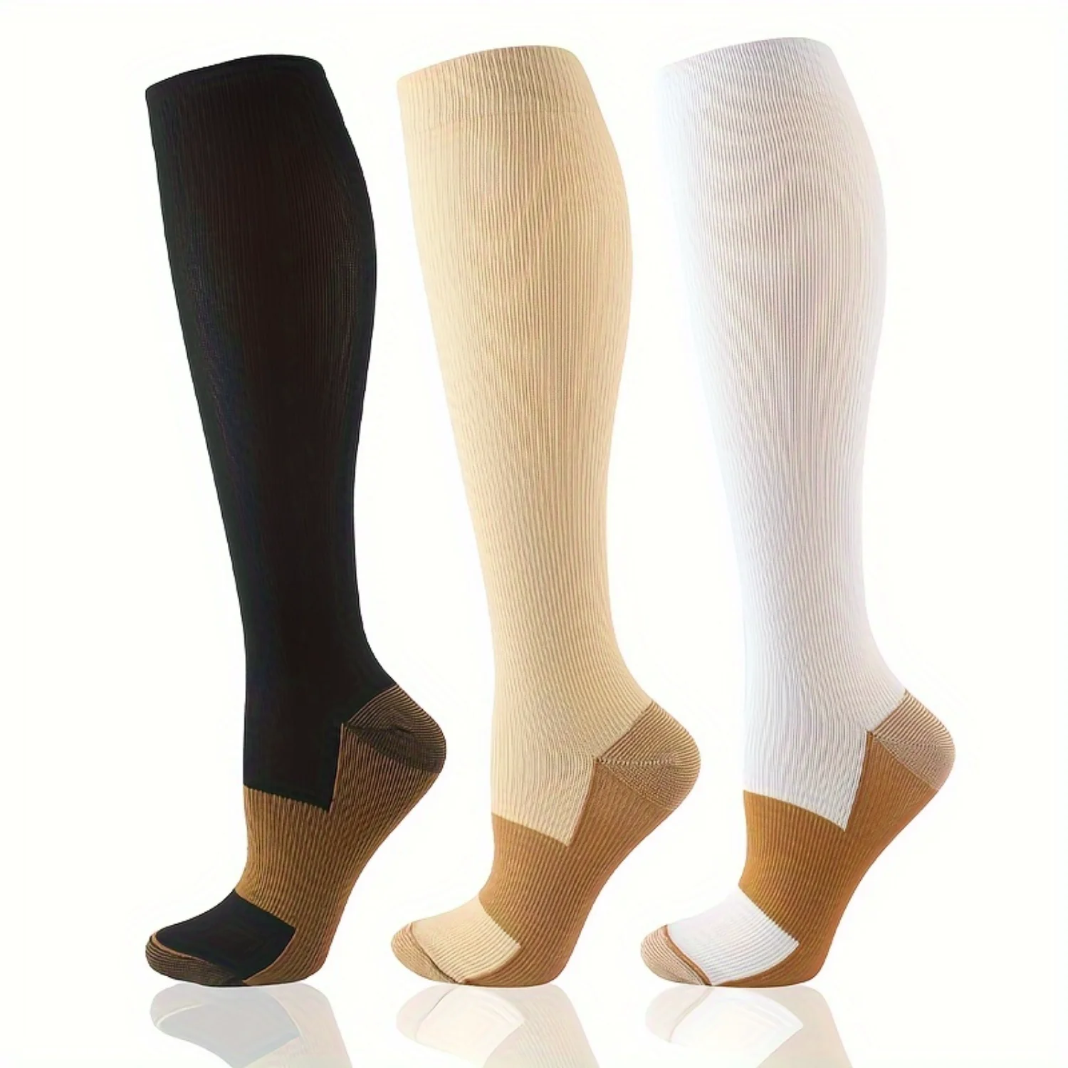 

Compression Calf Socks 3 Pairs - Women's Fitness Knee High stockings