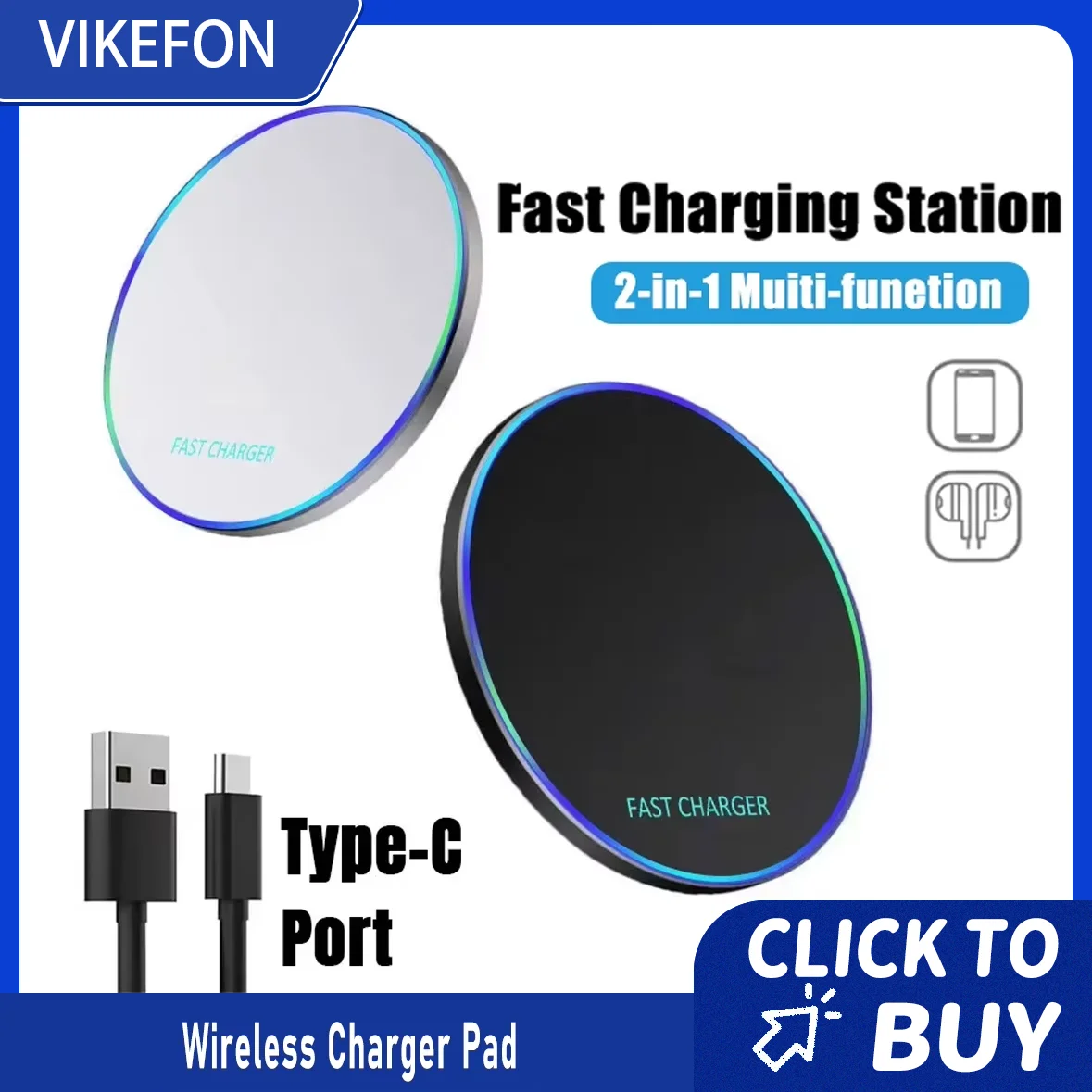 Kabelloses Ladegerät Induktions-Schnellladestation für iPhone 17 16 15 14 13 12 Pro Max Samsung Xiaomi Oppo Huawei