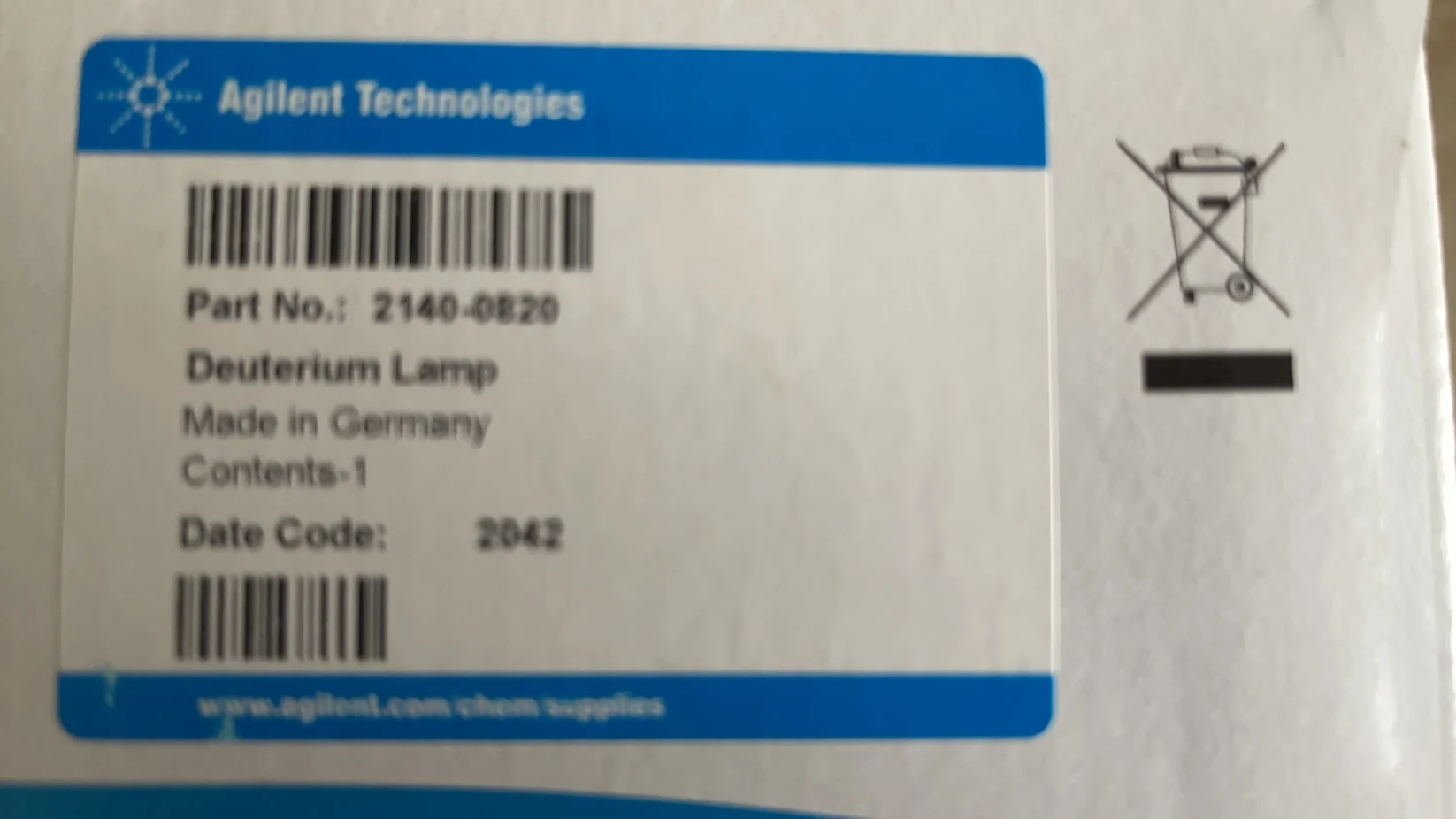 

Agilent original deuterium lamp long life deuterium lamp 2140-0820