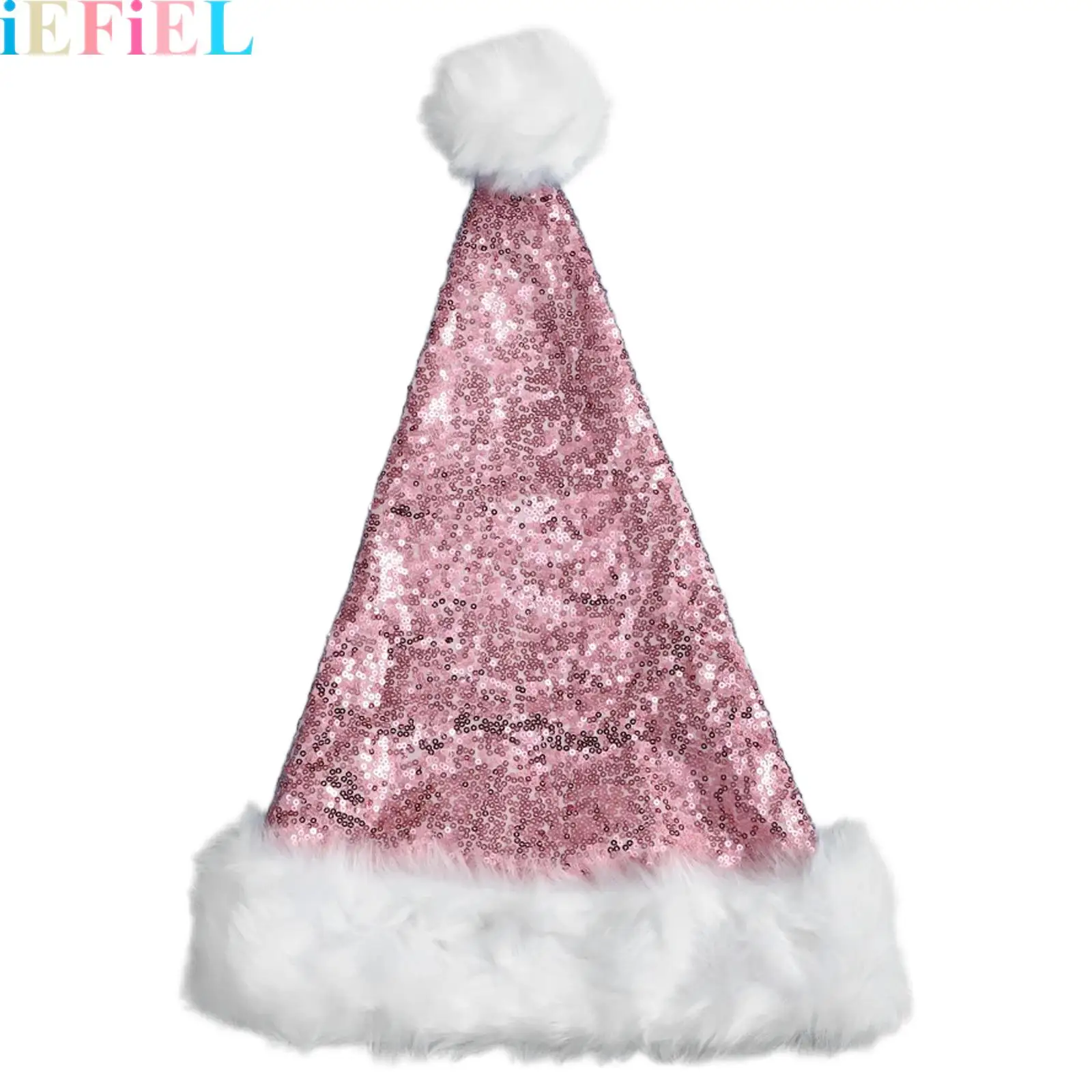 

Adults Men Women Christmas Santa Hat Soft Plush Christmas Pompom Hat for Xmas Holiday Party Gift