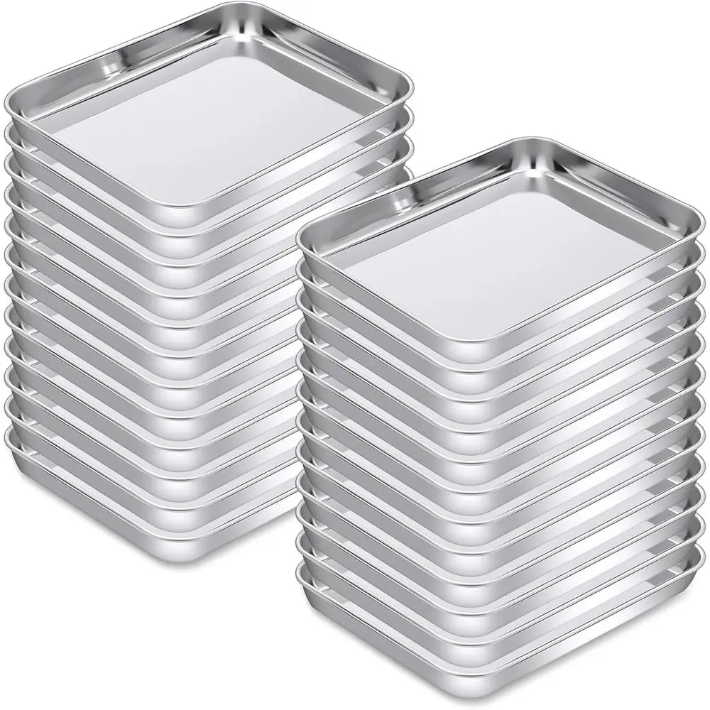 

24 шт. противень Bg, набор листов для печенья или противень из нержавеющей стали, антипригарные небольшие сервировочные подносы, тостер для торта, металлические подносы для духовки, духовка