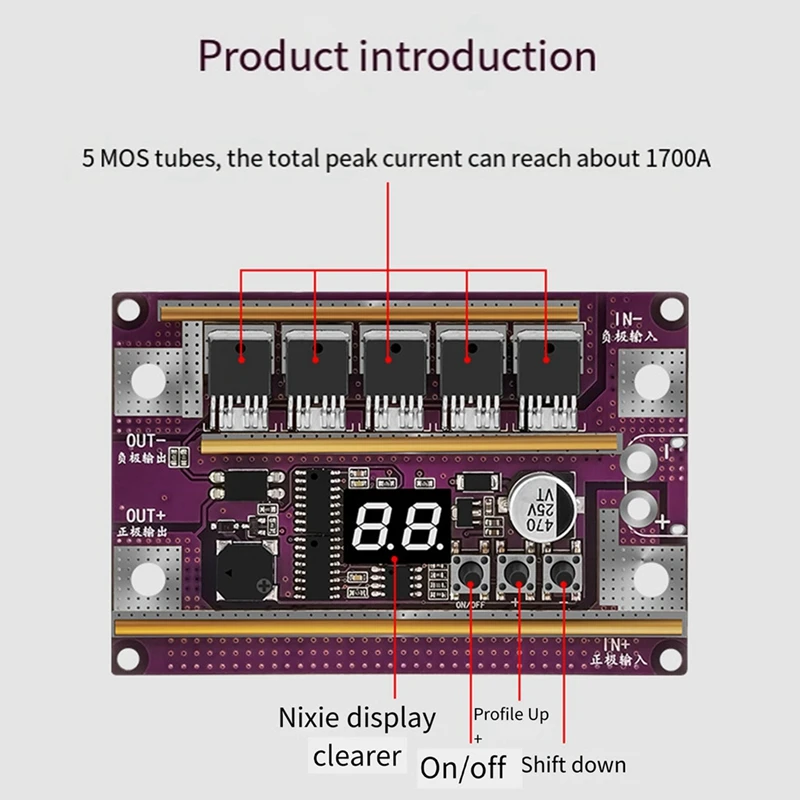 ABHU Мини-аппарат для точечной сварки 99 передач, регулируемый аппарат для точечной сварки «сделай сам», плата управления точечной сваркой с прозрачным чехлом для 18650 Batter
