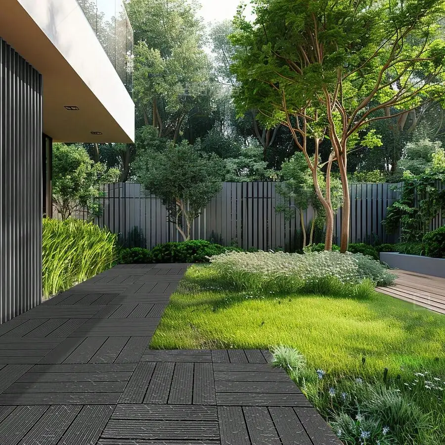 Interlocking Deck Tiles, 10&36&54 Pack,12'X12' 10&36&54 Sq. Ft Plastic/Plastic Wood Waterproof Outdoor Flooring All Weather Use,