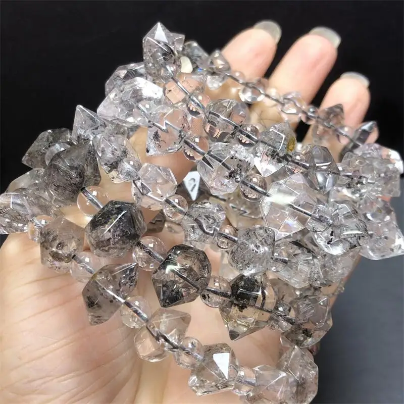 15-18MM Natural Herkimer Diamond Quartz Freeform Bead Bracelet Healing Reiki Man Woman Fengshui Jewelry Birthday Gift 1PCS