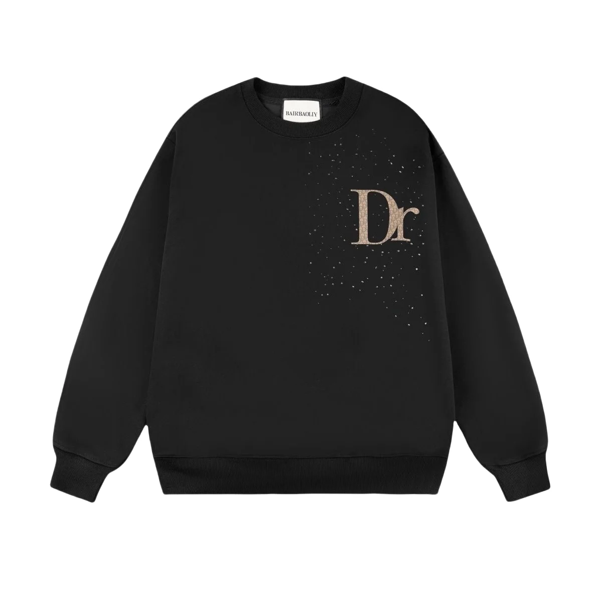 Fashionable casual lettered long-sleeved round-neck top  versatile for both men and women to wear as a couple