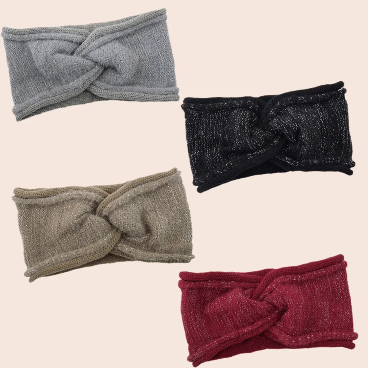 

Outdoor Sports Windproof Ear Protection Makeup Headwear Sliver Curled Cross Headbands Strap Women's Daily Wear Hair Accessory