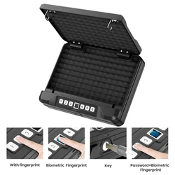 Portable Security Safe Box Fingerprint Key Double Verification Smart Quick Access Safe Box Biometric Unlock Security Box