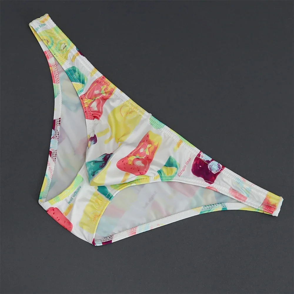 أزياء مطبوعة الرجال سراويل منخفضة الخصر الانتفاخ الحقيبة ملخصات السراويل مريحة الحرير الجليد السروال رجل تمتد الملابس الداخلية